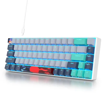 Immagine prodotto di Tastiera da gioco meccanica compatta da 65%, con illuminazione RGB a LED, 68 tasti