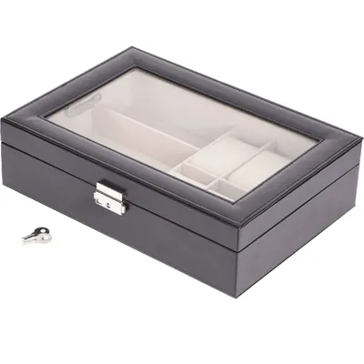 Produktbild von HOME STYLING COLLECTION Uhrenkoffer Sonnenbrillenkoffer Aufbewahrungsschatulle für 6 Uhren und 3 Paar Brillen mit Schaufenster
