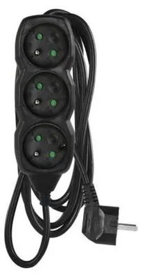 Obrázek produktu pro EMOS Prodlužovací kabel 3 m / 3 zásuvky / černý / PVC / 1 mm2, PC0313