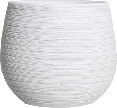 Produktbild von Übertopf Keramik Lisboa Rillenoptik 17x17cm antikweiß, handmade