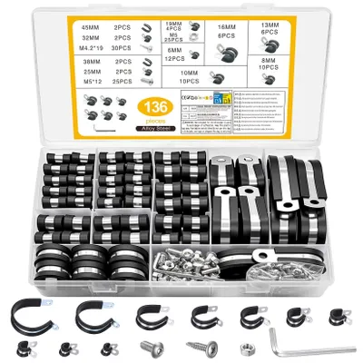Produktbild von Set mit 136 Edelstahldübeln mit Gummi-Pads