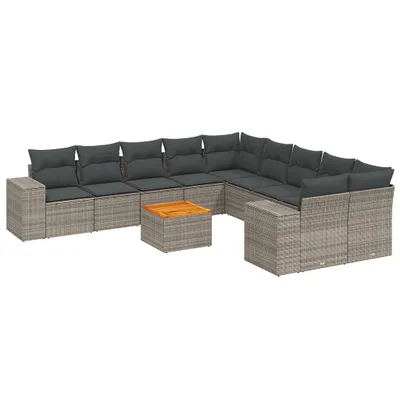 Productafbeelding van vidaXL 11-delige loungeset voor de tuin met kussens, grijs, polyrotan
