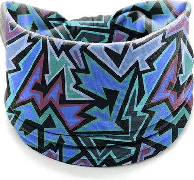 Produktbild von Breites, schweißabsorbierendes Sport-Stirnband, schnelltrocknend, dehnbar, für Damen, im Bohemia-Stil, Karomuster, Yoga-Kopftuch, Haar-Accessoires, Blau