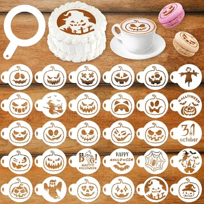 30 Halloween Cookie Stencils, Keksschablonen, Kuchen Dekoration, DIY