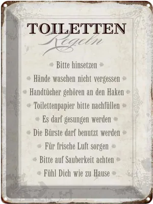 Produktbild von vianmo Blechschild 40x30 cm Toiletten Regeln Haus Spruch Zitat