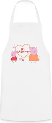Produktbild von Spreadshirt Peppa Pig Design No. 1 Mummy: Peppa & Mama Wutz Kochschürze, One size, Weiß