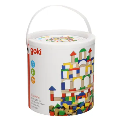 Image de Goki Wooden Building Blocks in Tub - Colour, 100dlg.