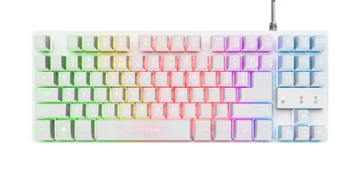 Produktbild von Trust Gaming Tastatur mit TKL-Design GXT 833W Thado - Beleuchtete Tastatur mit Deutsches QWERTZ Layout, Anti-Ghosting, Mehrfarbige LED-Beleuchtung, 12 Media-Tasten, USB Plug & Play, PC/Laptop, Weiß