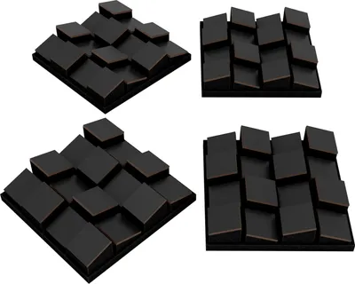 Zdjęcie produktu dla Zestaw 4 sztuk – dyfuzor dźwięku Panele akustyczne | Mozaika ścienna 3D | Dekoracja ścienna DIY | Dyfuzor dekoracyjny | [ZARINITY | Czarny]