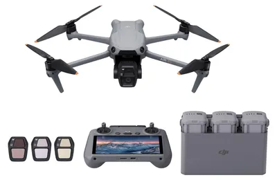 Produktbild von DJI Air 3s Fly More Combo, 4 Rotoren, 50 MP, 3840 x 2160 Pixel, 27 m/s, 4276 mAh, Grau