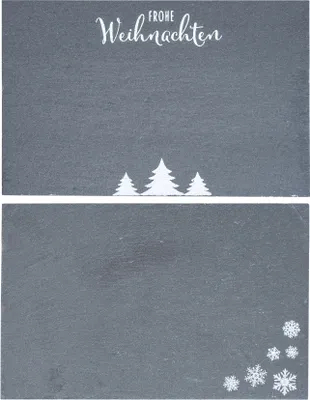 Produktbild von 2er Set Servierbrett L22cm Tablett Schiefer Serviertablett Weihnachten Deko