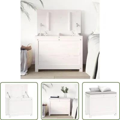Produktbild von The Living Store Truhe Weiß 60x32x45,5 cm Massivholz Kiefer