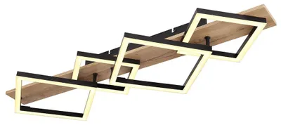 Produktbild von LED Deckenlampe, Metall, schwarz, Holzoptik, L 82 cm