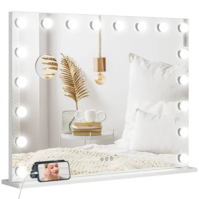 Produktbild von HOMCOM Hollywood Spiegel mit 18 LEDs Schminkspiegel 80x60 cm mit 3 Lichtfarben