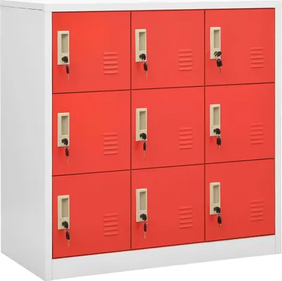Produktbild von Schließfachschrank Hellgrau und Rot 90x45x92,5 cm Stahl