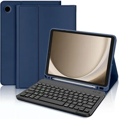 Image de Coque Clavier pour Samsung Galaxy Tab A9 Plus / A11 Plus, Synthécuir Bleu Marine avec Clavier Bluetooth