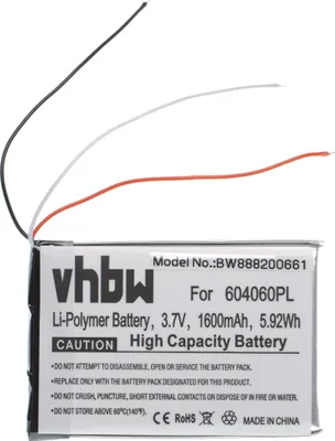 Produktbild von vhbw Akku Ersatz für Becker 604060, 604060PL für GPS Navigation Navi (1600 mAh, 3,7 V, Li-Polymer)