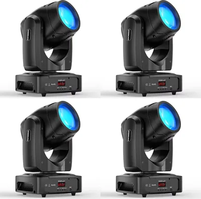 Immagine prodotto di Proiettore LED a testa mobile Beam - ZQ02255 - Set da 4 pezzi da 200 W - RGBW - DMX512 11/13 canali - Attivazione tramite suono - 90–240 V - Spina UE