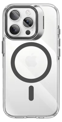 Image de Zanaé, coque MagSafe pour iPhone 14 Pro Max, série Hooke, avec support pour appareil photo, noire/transparente