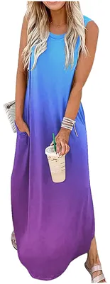 Produktbild von Maxikleid ärmellos, Sommer, Größe L, mit Taschen, für den Strand