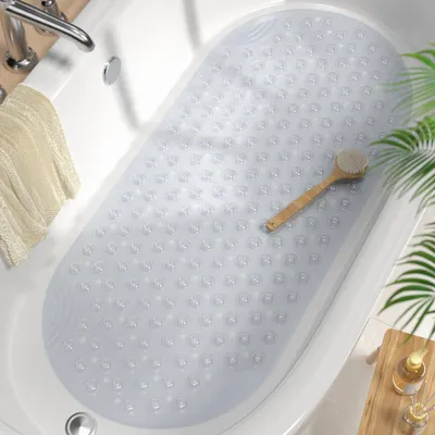 Productafbeelding van Antislip badmat - Ovaal - 88 x 40 cm - Transparant