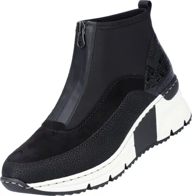 Produktbild von Rieker Damen Stiefelette High Top Sneaker Reißverschluss N6352, Größe:38 EU, Farbe:Schwarz