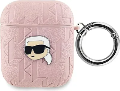 Zdjęcie produktu dla Etui Karl Lagerfeld Monogram Karl Head Na Airpods 1 / 2 - Różowe