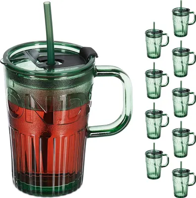 Zdjęcie produktu dla szklanki do napojów relaxdays w zestawie 10 sztuk z uchwytem