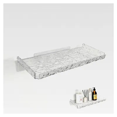Produktbild von 2 Stück Duschablage ohne Bohren für Shampoo und Duschgel, Acryl Badezimmer Organizer mit selbstklebender Wandhalterung