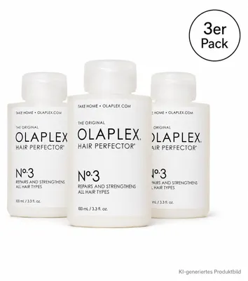 Produktbild von Olaplex No. 3 Hair Perfector Treatment für geschädigtes Haar – 3er Pack, KI-generiertes Bild