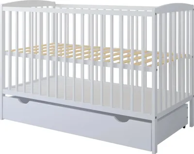 Produktbild von ZEE Babybett 2in1 120x60 cm Weiß Mit Schublade & Matratze Umbaubar Zum Kinderbett 3 Fach Höhenverstellbar Kiefernholz
