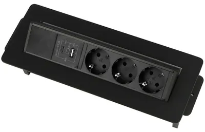Produktbild von Design Light FLIX BOX, Typ Schuko, mattschwarz, 3x 230V AC Steckdose, 2xUSB (Typ A + Typ C), 1,5m Anschlusskabel