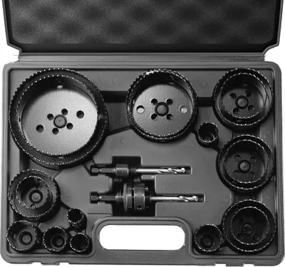 Produktbild von Lochsägen-Set, 18 Sägeblätter, 6 Bohrer, 1 Sechskantschlüssel, Bi-Metall-M42-Lochsägen-Set mit Tragekoffer, Allzweckgröße von 3/4" bis 4-1/2", ideal für Holzplatten, Eisen und Kunststoffplatten