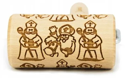 Produktbild von Folkroll Nikolaus Motiv Holz-Präge-Nudelholz 19 cm