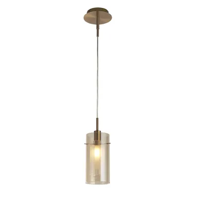 Produktbild von Hängeleuchte Rauchglas Metall E14 Ø 13 cm H: max. 120 cm in Messing Champagner rund Modern Hängelampe