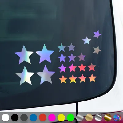 Produktbild von PantherPixel Sternchen Set Aufkleber Mehrteilige Sterne Sticker Auto Geschenkidee Farbe Oilslick-Hologramm