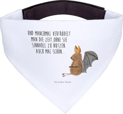 Produktbild von Mr. & Mrs. Panda Halstuch Für Hunde Fledermaus Sitzen - Weiß - Geschenk, Bandana, Hals Tuch, Motivation, Hund, Lustige Sprüche, Entspannen, Fledermäuse