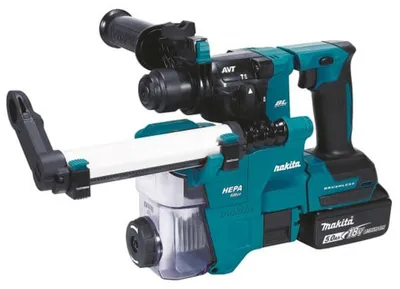 Image de Perforateur SDS+ Brushless 2x5Ah 18V LXT ® MAKITA DHR183RTWJ + système d'aspiration + MAKPAC