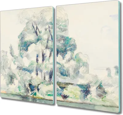 Produktbild von Coloray Schneidebrett Herdabdeckplatte 2x30x52 cm Kochplattenabdeckung Küchenbrett Hackbrett - Malerei Natur Baum