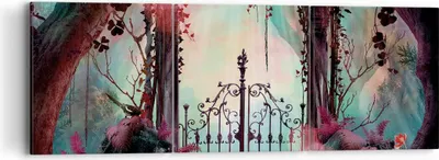 Produktbild von Bild auf Leinwand - Leinwandbild - 3 Teile - Fantasie Tor Garten - 90x30cm - Wand Bild - Wanddeko - Wandbilder - Leinwanddruck - Bilder - Wanddekoration - Leinwand bilder - Wandbild - CA90x30-4517
