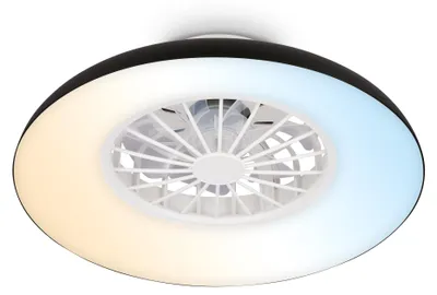 Obrázok produktu pre Stropný ventilátor s LED osvetlením – čierna farba – 5 rýchlostí – 24 W – 48,5 cm – vhodný do spálne a obývačky