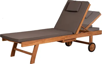 Produktbild von Teakholz-Lounger Woodie mit Rädern - uni grey