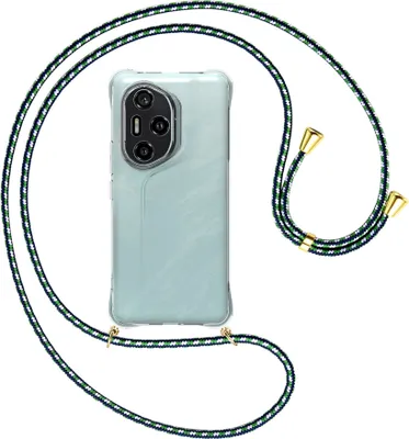 Produktbild von Handykette Backcover-Schutzhülle mit Band (Metall goldfarben) für Honor 300 Pro 5G - grün/blau/weiß
