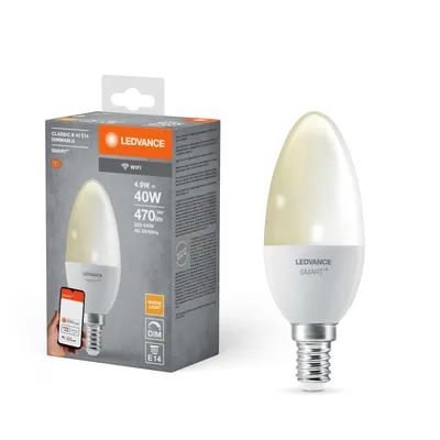 Zdjęcie produktu dla Żarówka LED 4.9W Świeczka 470lm 2700K Ciepła Ściemnialna SMART+ WiFi Candle Ledvance