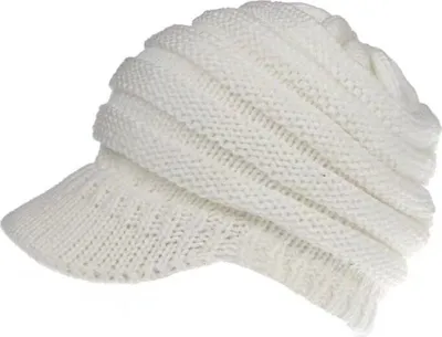 Produktbild von Gestrickte Schirmmütze Schirmmütze Winter Damen mit Visor Winter gestrickte Warme Damen Barett Mütze aus Weicher Baumwolle