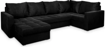 Produktbild von Masseno Ecksofa LORIVO R-S mit Schlaffunktion U-Form, Sofa mit Bettkasten, Wohnzimmersofa, Couch, Soffa, Bettsofa, Couchgarnitur- Schwarz, KRONOS 07