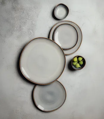 Produktbild von Speiseteller - Ø 28 cm - Beige - Grau - Steingut - mit Reaktivglasur - 4er Set