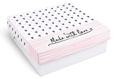Produktbild von 100x Kuchenkarton Tortenkarton mit Vollfarbdruck 'Made with Love' 28x28x10cm