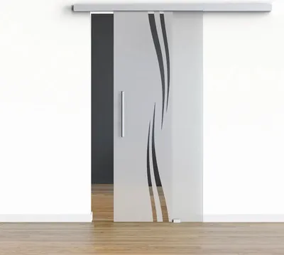 Produktbild von Pertura Glasschiebetür Komplettset Glera Swirl 900x2050 mm inkl.Beschlag Selir Aluminium natur,Stangengriff