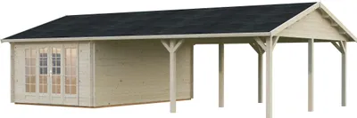 Produktbild von Palmako Gartenhaus Irene 21,9+5,2 m² - 44 mm transparent tauchgrundiert